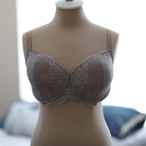 Third Love Lace Balconette Bra Earl Grey
